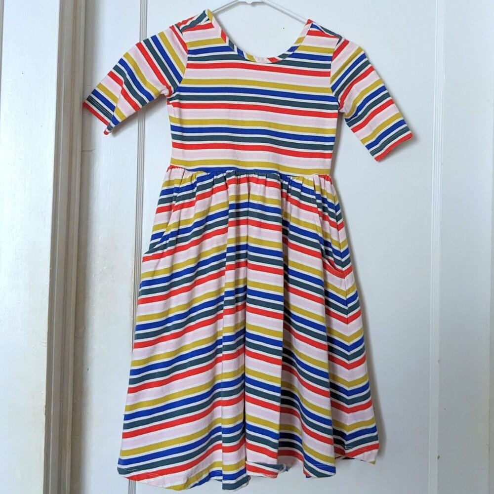 Hanna Andersson Striped Dress Multi-Color Full Circle Skirt Size 140 10 years